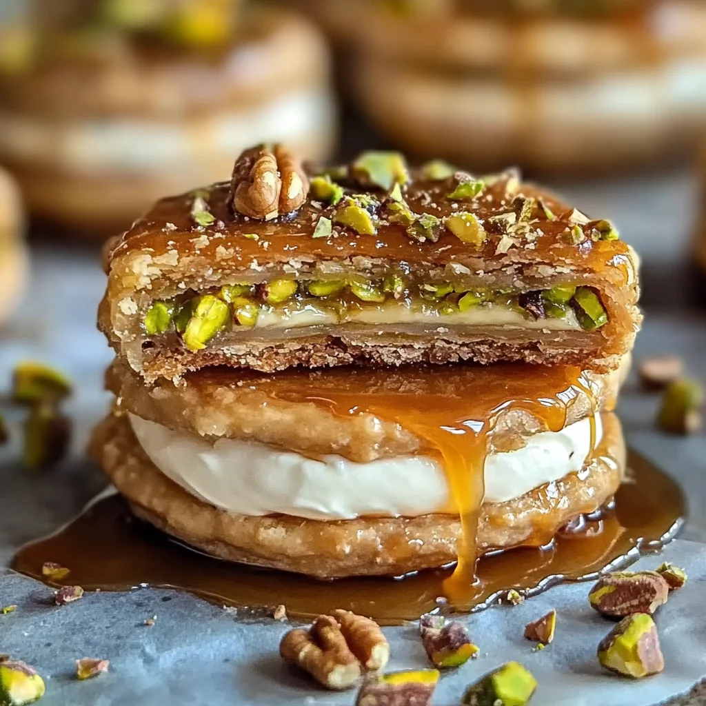 Baklava Cream Sandwich Cookies - Sweet and Nutty Treats