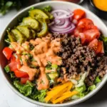 Burger Salad Bowl with Special Sauce Dressing