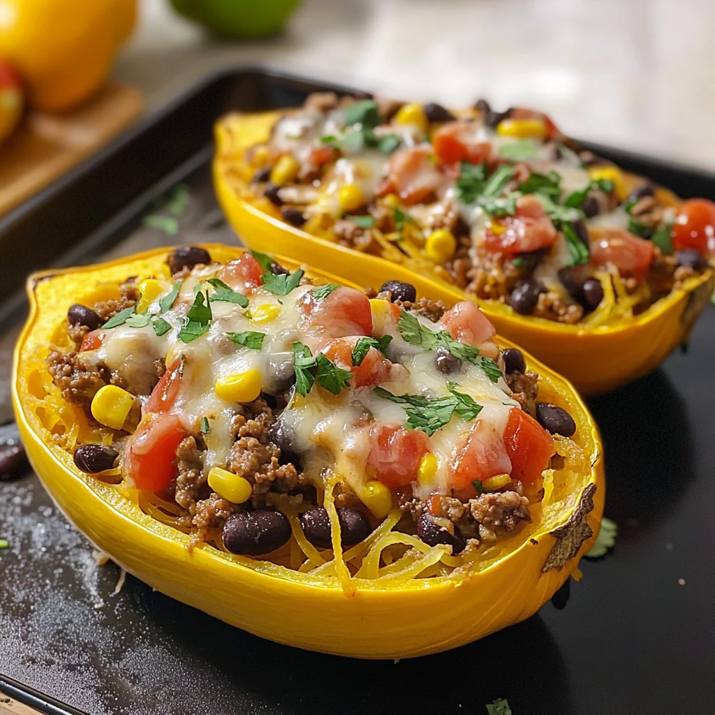 Burrito Spaghetti Squash Boats