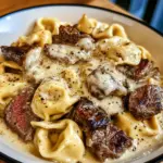 Cheesesteak Tortellini with Creamy Provolone Sauce