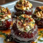 Feta-Parmesan Roasted Stuffed Dates with Honey-Walnut Herb Crunch