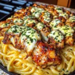 Garlic Butter Chicken Linguine with Mozzarella