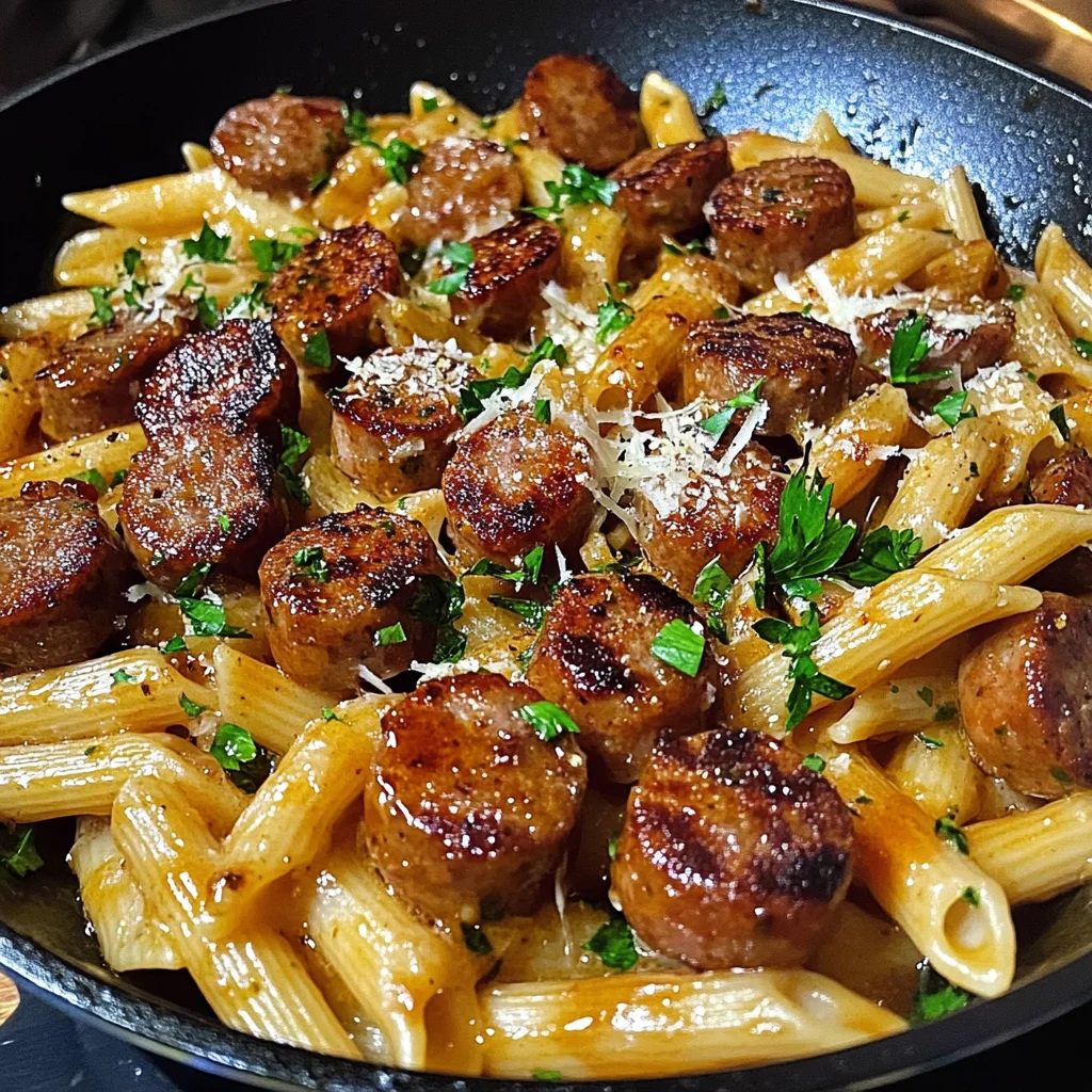 Sticky Honey Garlic Sausage Pasta Skillet: A Flavorful One-Pan Wonder