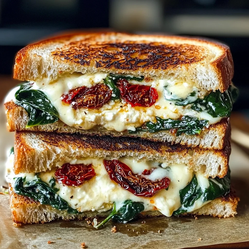 Sun Dried Tomato Spinach and Ricotta Grilled Cheese