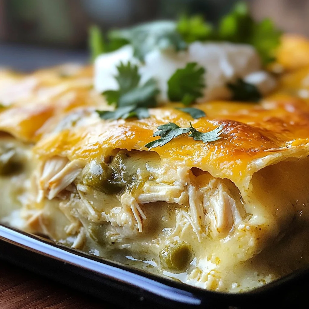 Quick and Easy Green Chile Chicken Enchilada Casserole