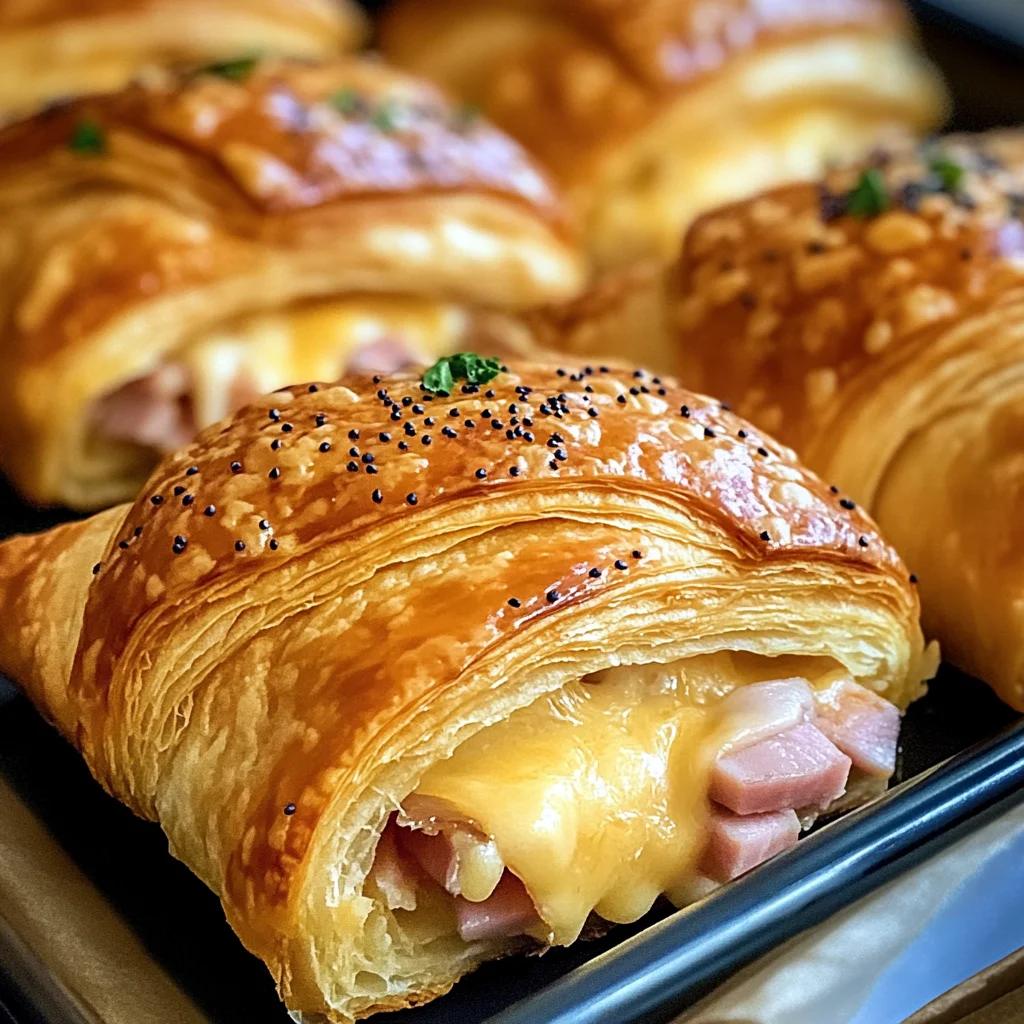 Baked chicken ham and Cheese Croissants