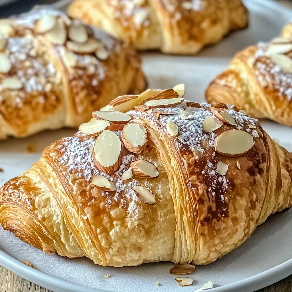 Buttery Almond Croissants with Crunchy Topping
