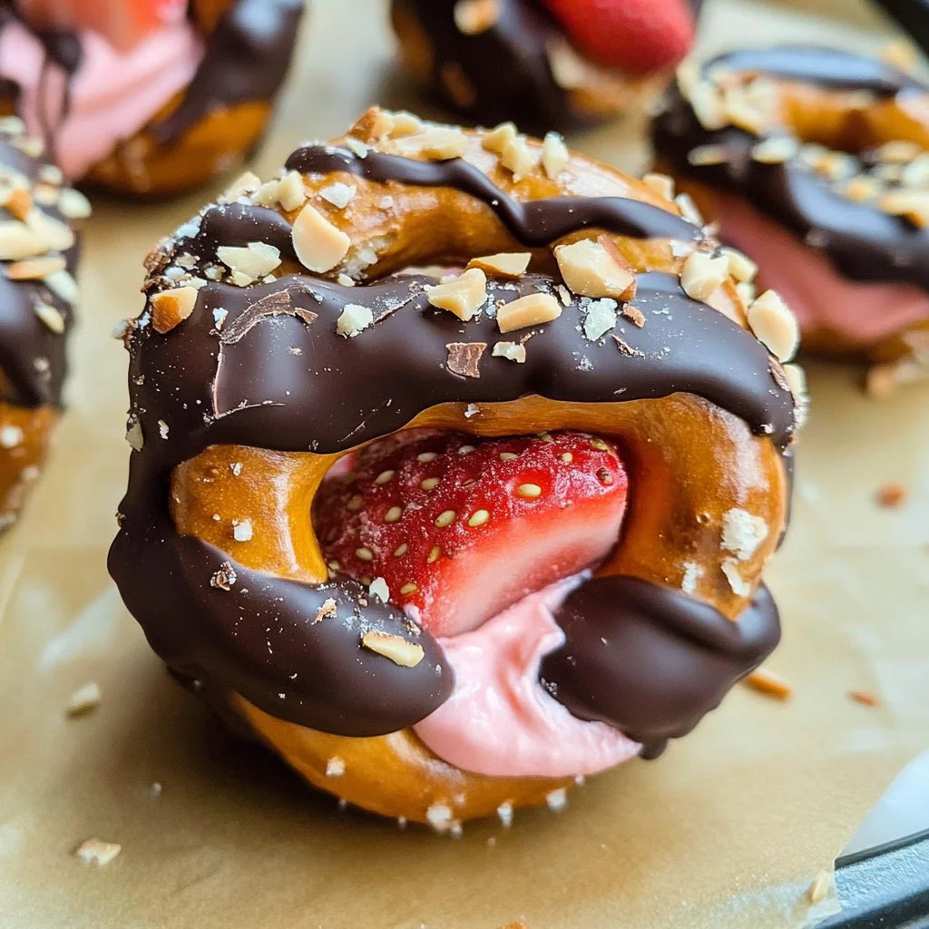 Chocolate Dipped Strawberry Yogurt Pretzel Bites