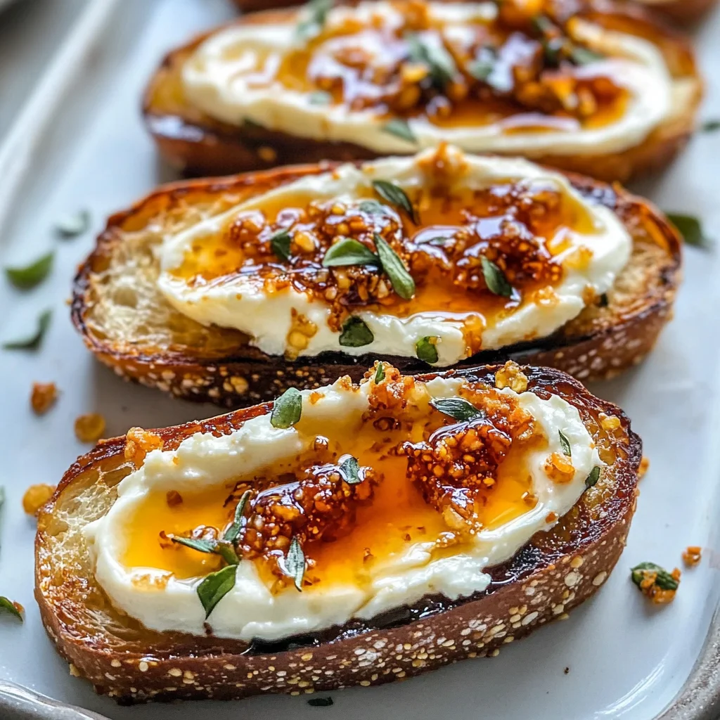 Creamy Goat Cheese & Hot Honey Chili Crisp Crostini Bliss