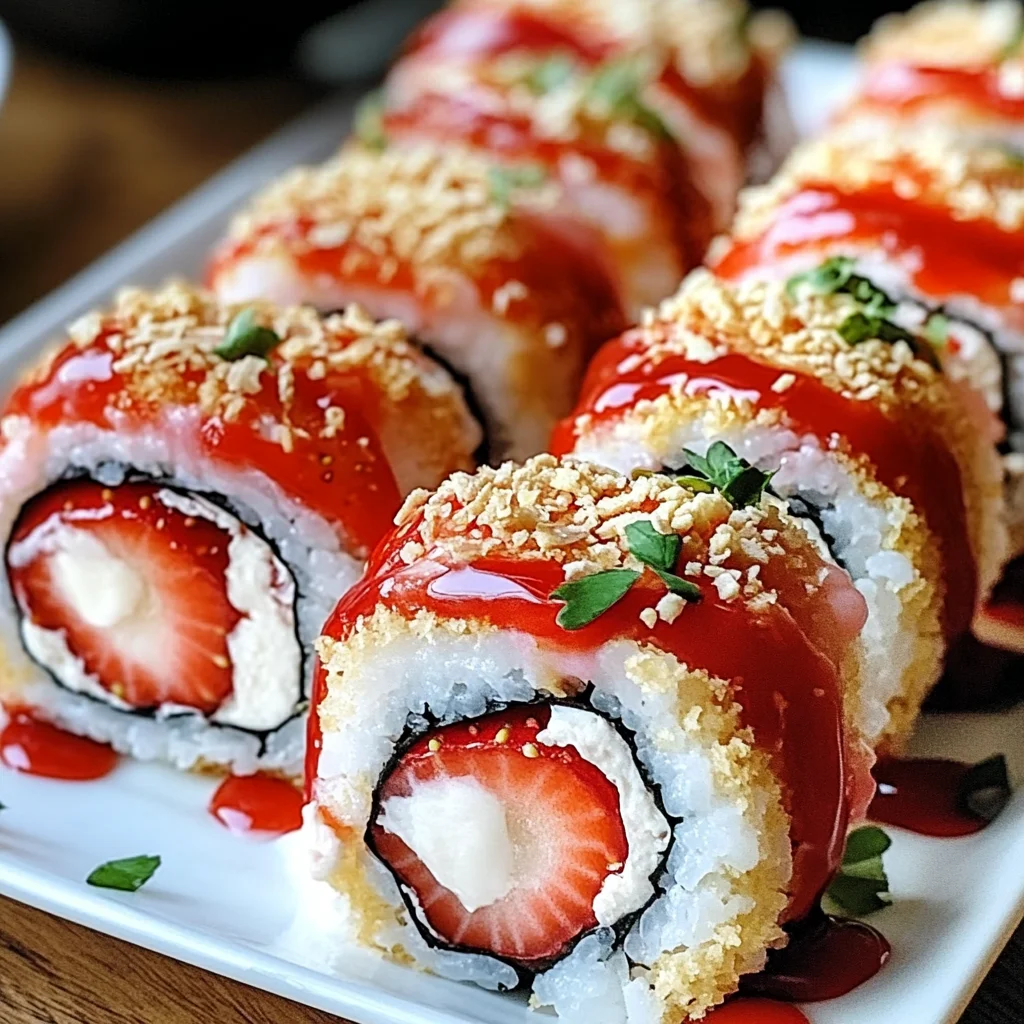 Creative & Cute Strawberry Shortcake Sushi Roll Dessert Recipe