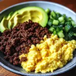 Ground Beef, Avocado & Scrambled Egg Bowl