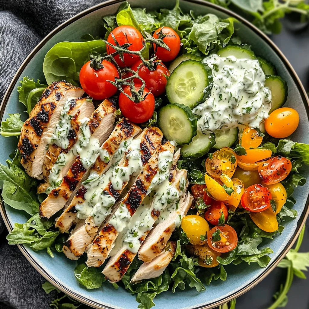 Tzatziki Chicken Salad with Roasted Tomato-Basil Sauce